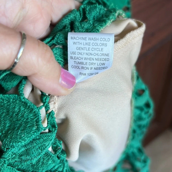 Ryan Michelle Dress Green Floral Lace - Picture 11 of 13